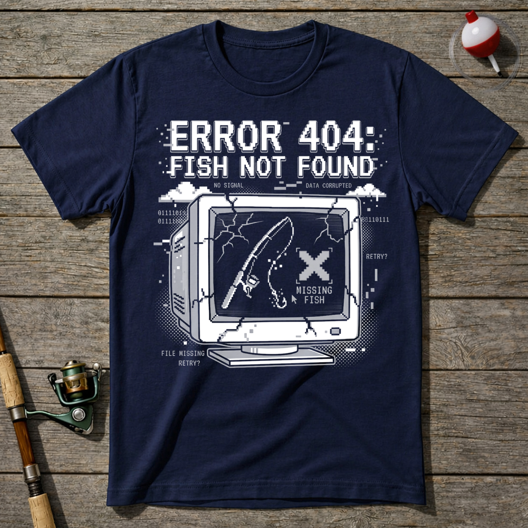 Error 404 Fish Not Found T-Shirt — Navy