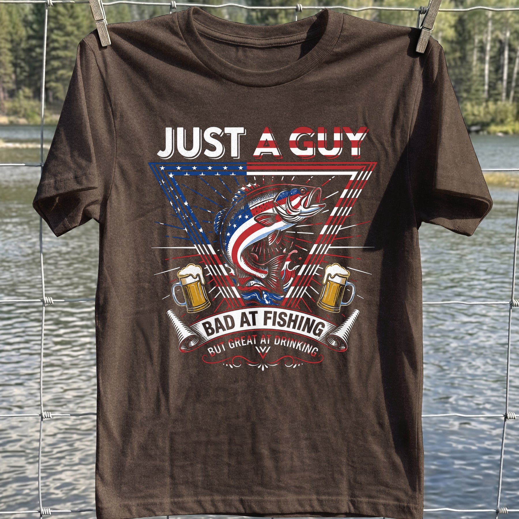 Bad At Fishing Great At Drinking USA T-Shirt