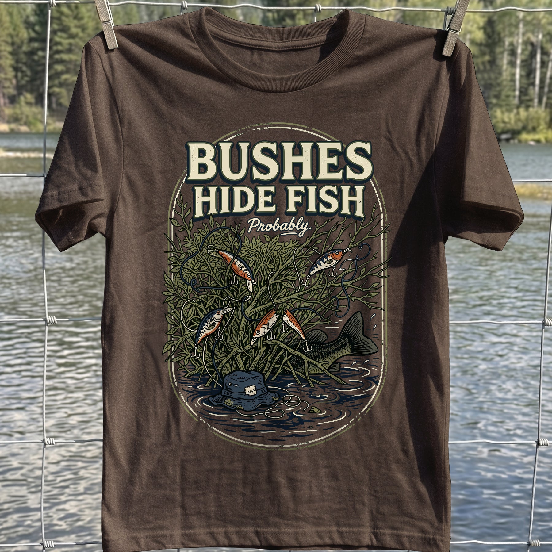 Bushes Hide Fish T-shirt