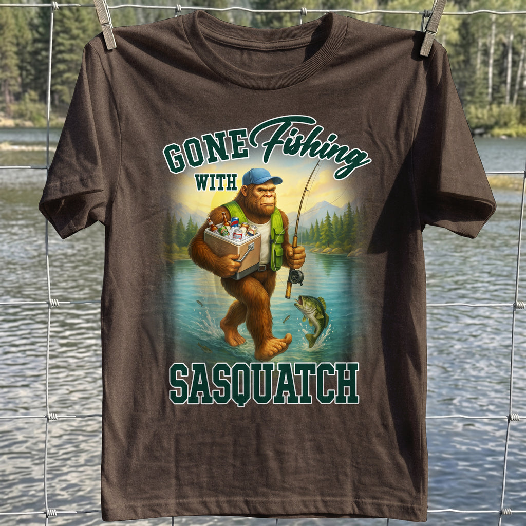 Sasquatch Gone Fishing T-Shirt