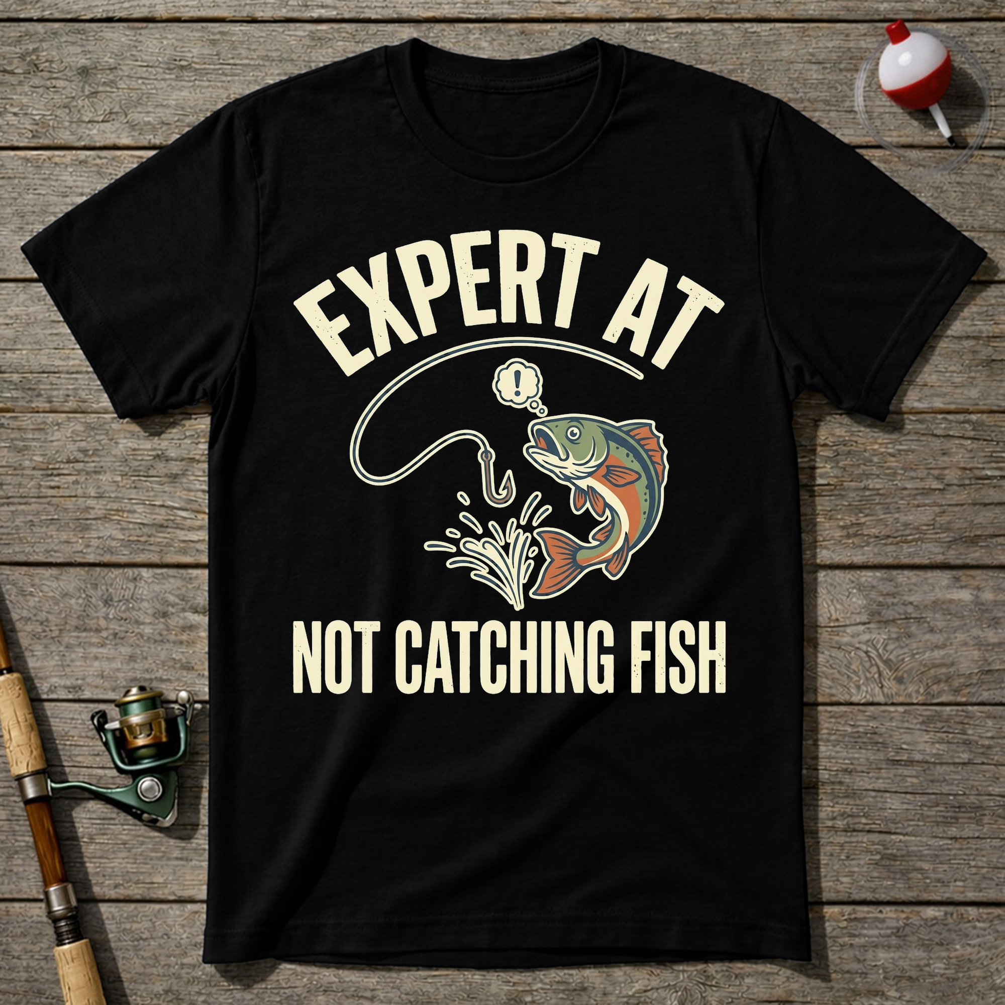 Expert At Not Catching Fish T-Shirt — Black