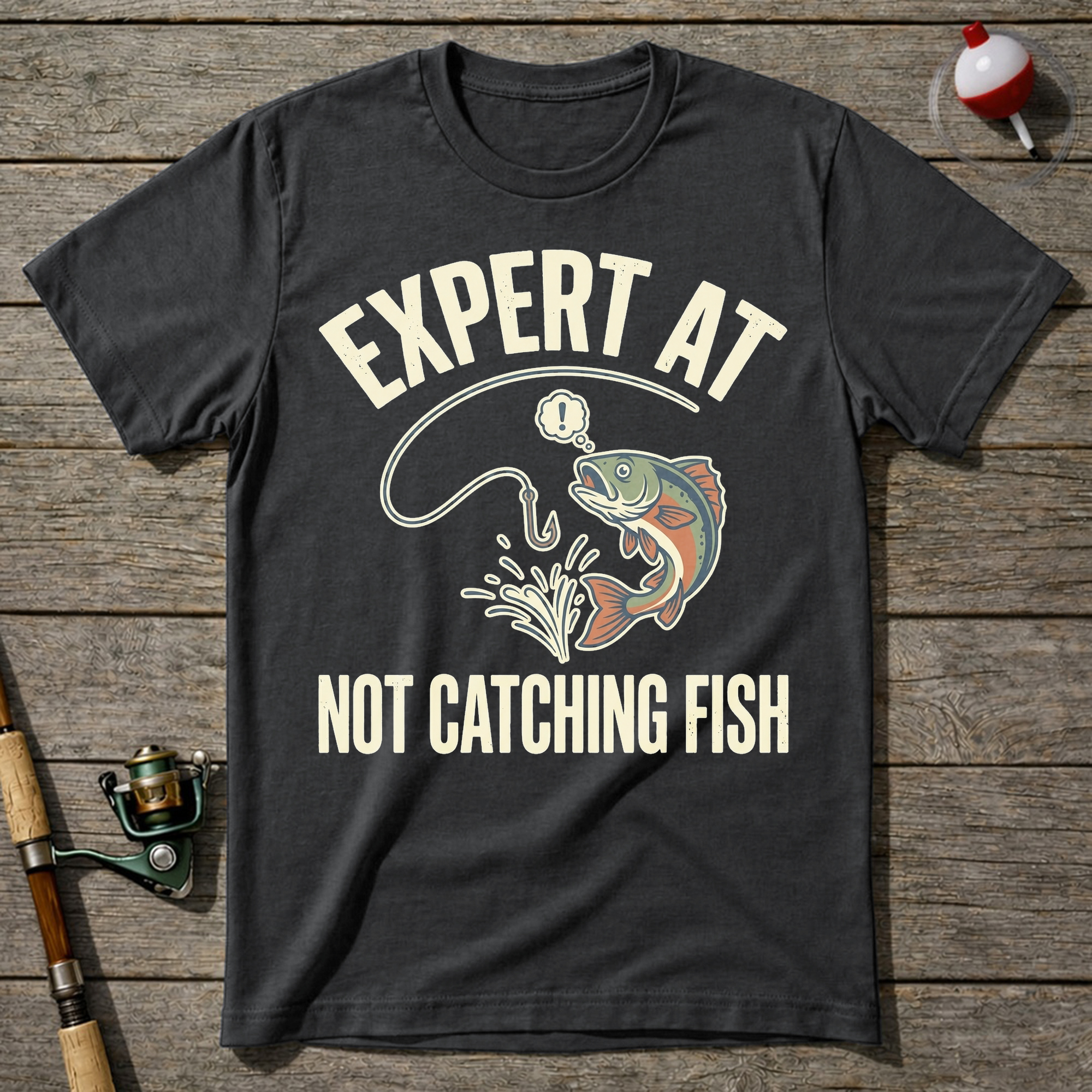 Expert At Not Catching Fish T-Shirt — Charcoal