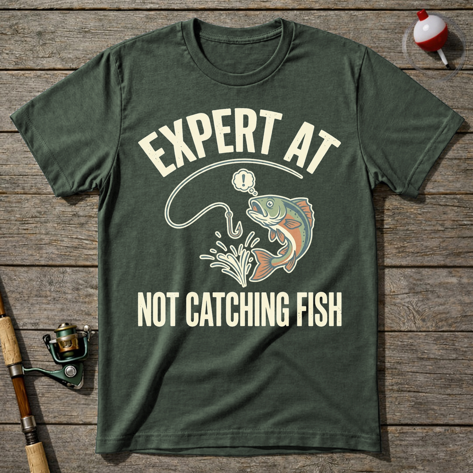 Expert At Not Catching Fish T-Shirt — Military Green