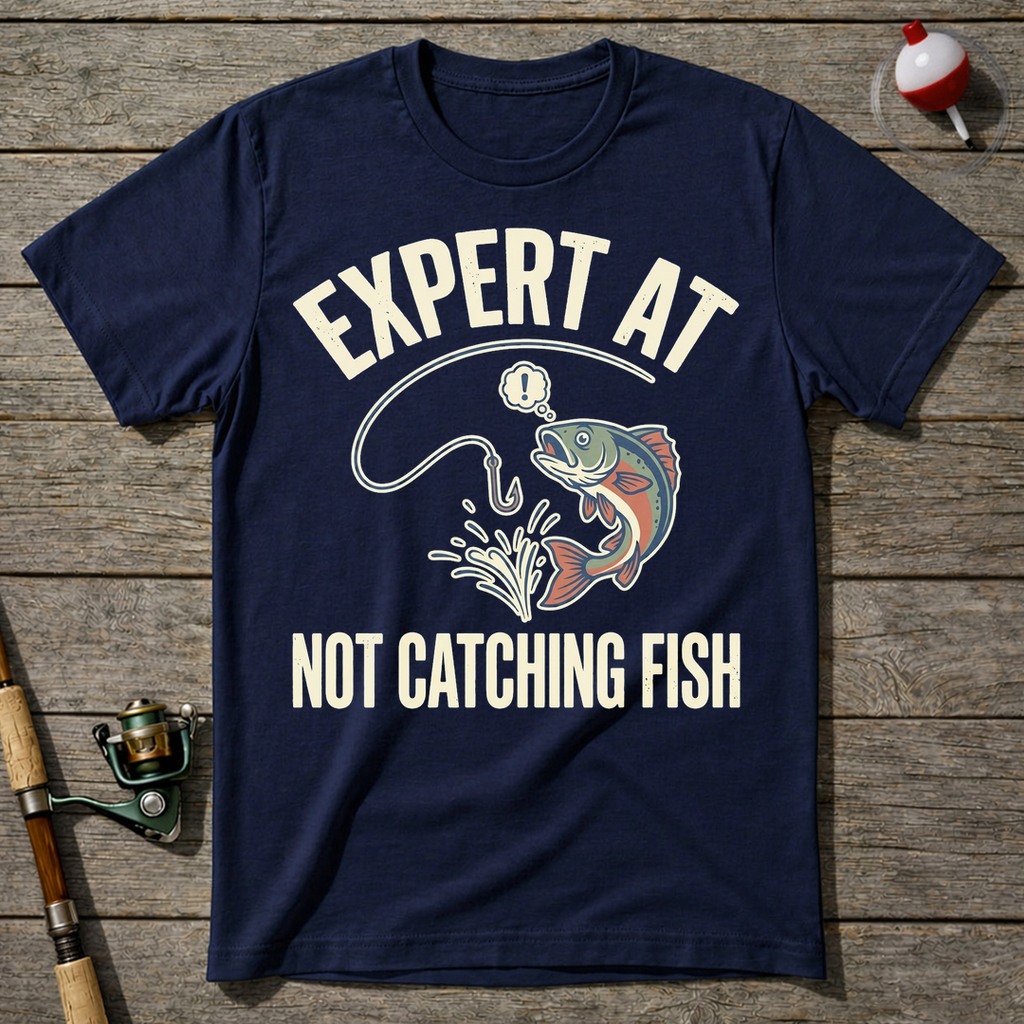 Expert At Not Catching Fish T-Shirt — Navy