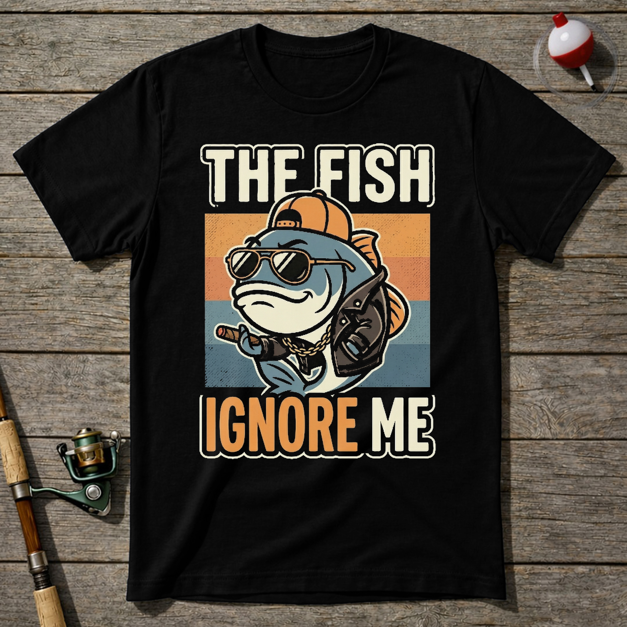 Fish Ignore Me Funny T-Shirt — Black