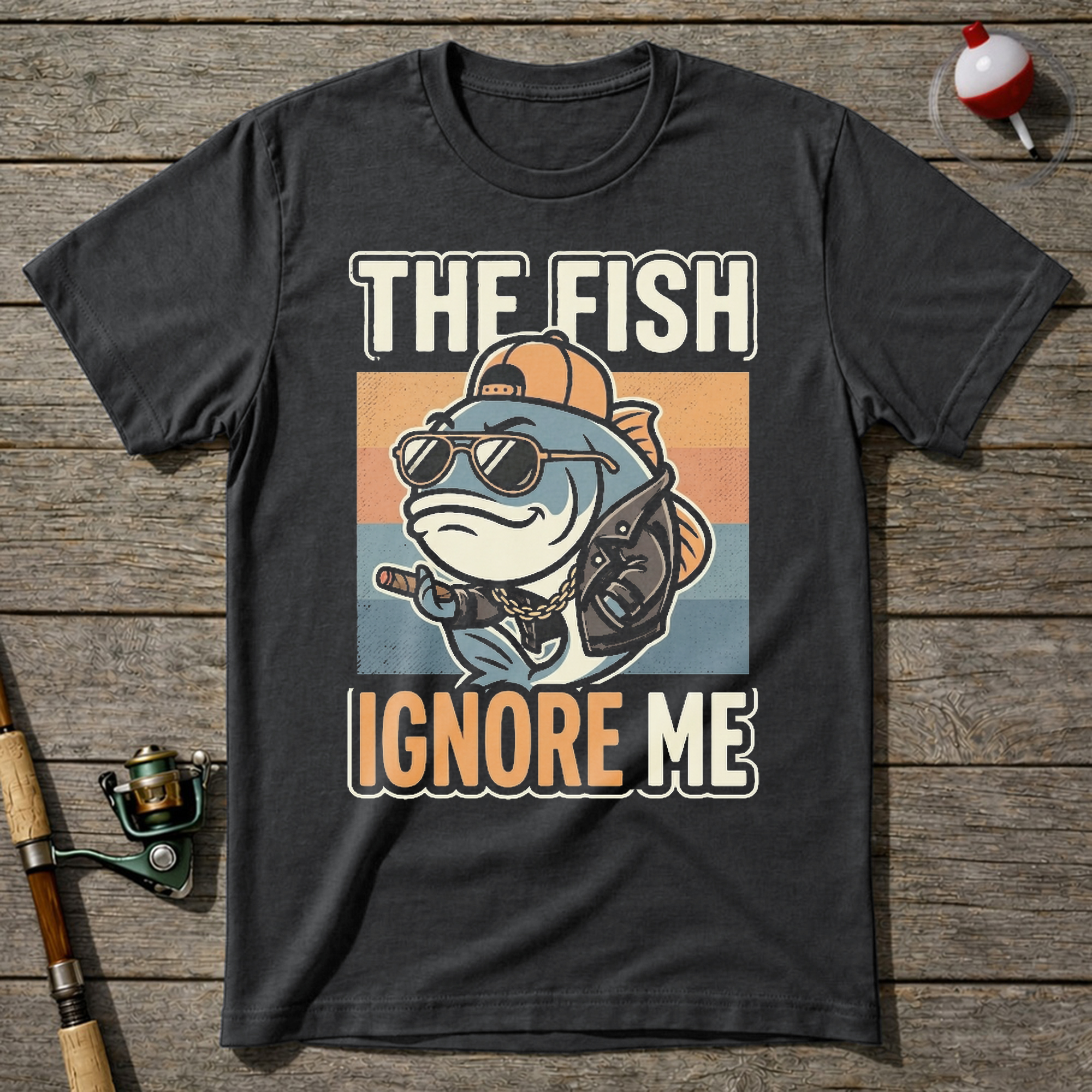 Fish Ignore Me Funny T-Shirt — Charcoal