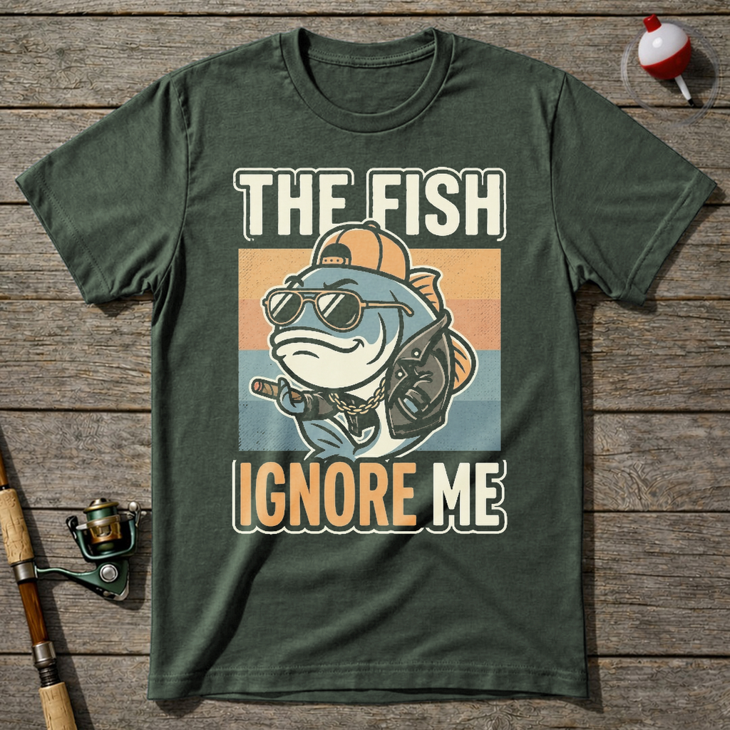 Fish Ignore Me Funny T-Shirt — Military Green