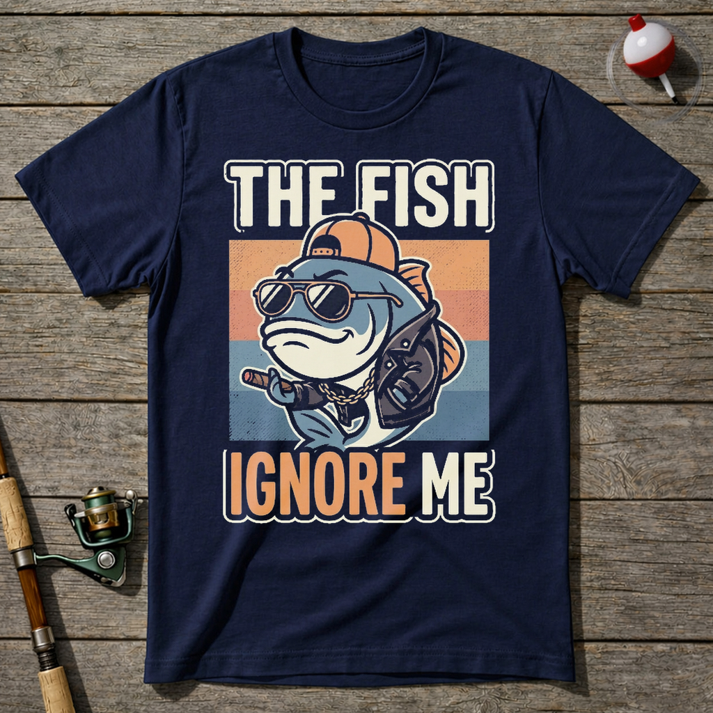 Fish Ignore Me Funny T-Shirt — Navy