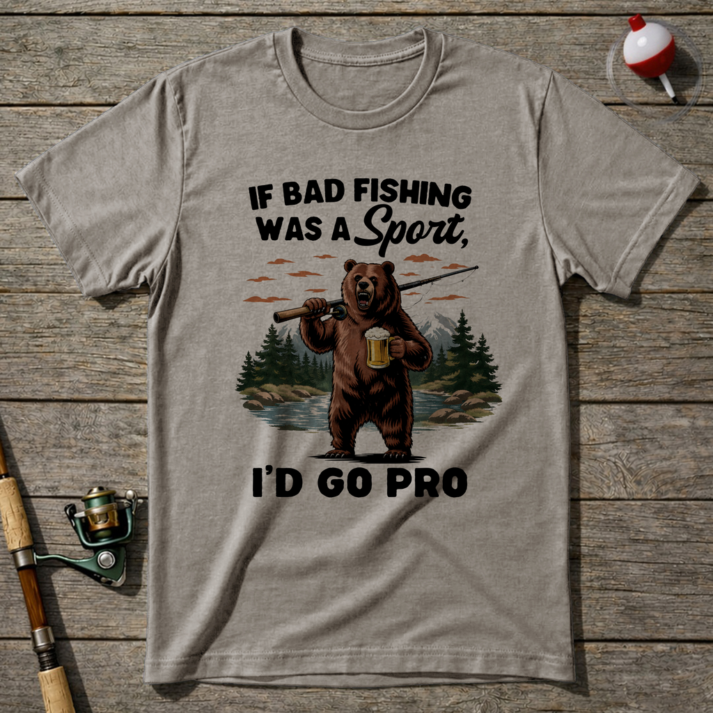Fishing Bear T Shirt T-Shirt — Sand
