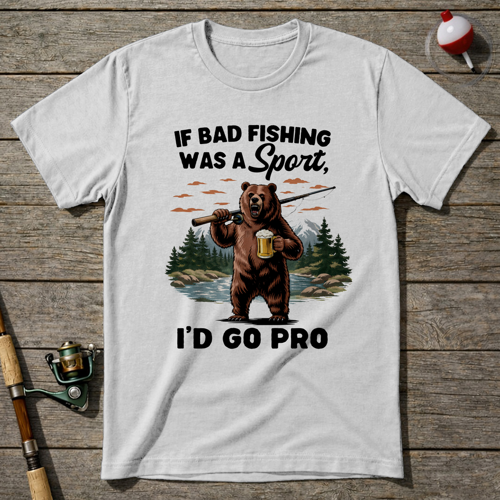 Fishing Bear T Shirt T-Shirt — White