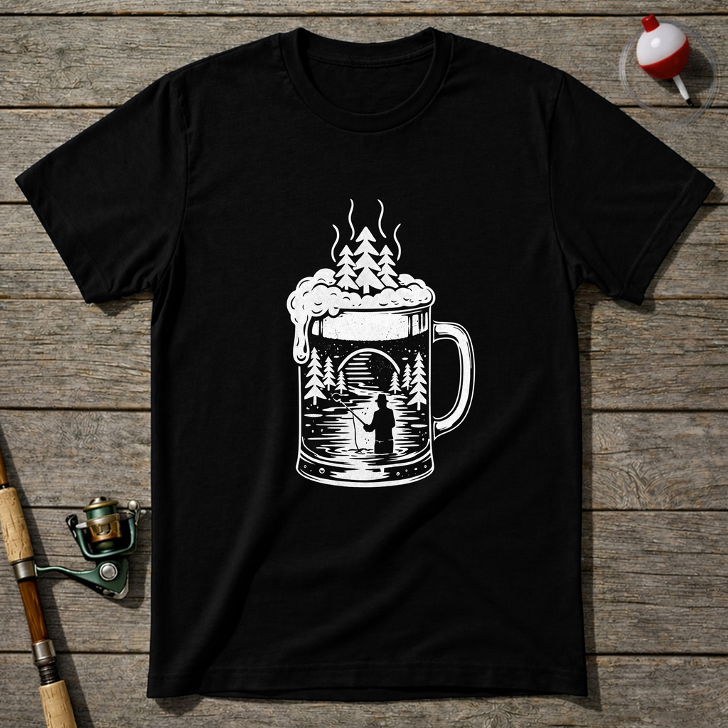 Fishing Beer T Shirt T-Shirt — Black