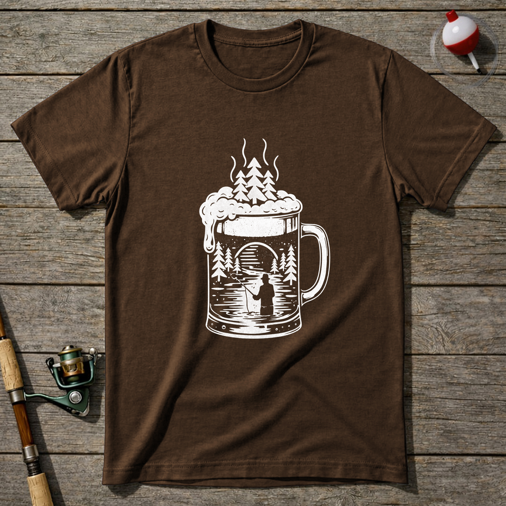Fishing Beer T Shirt T-Shirt — Navy