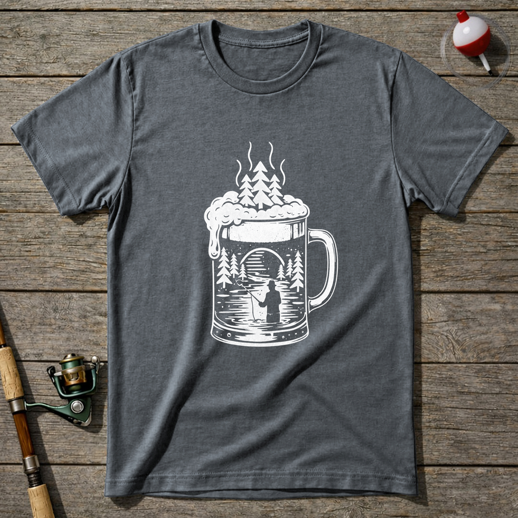 Fishing Beer T Shirt T-Shirt — Graphite Heather