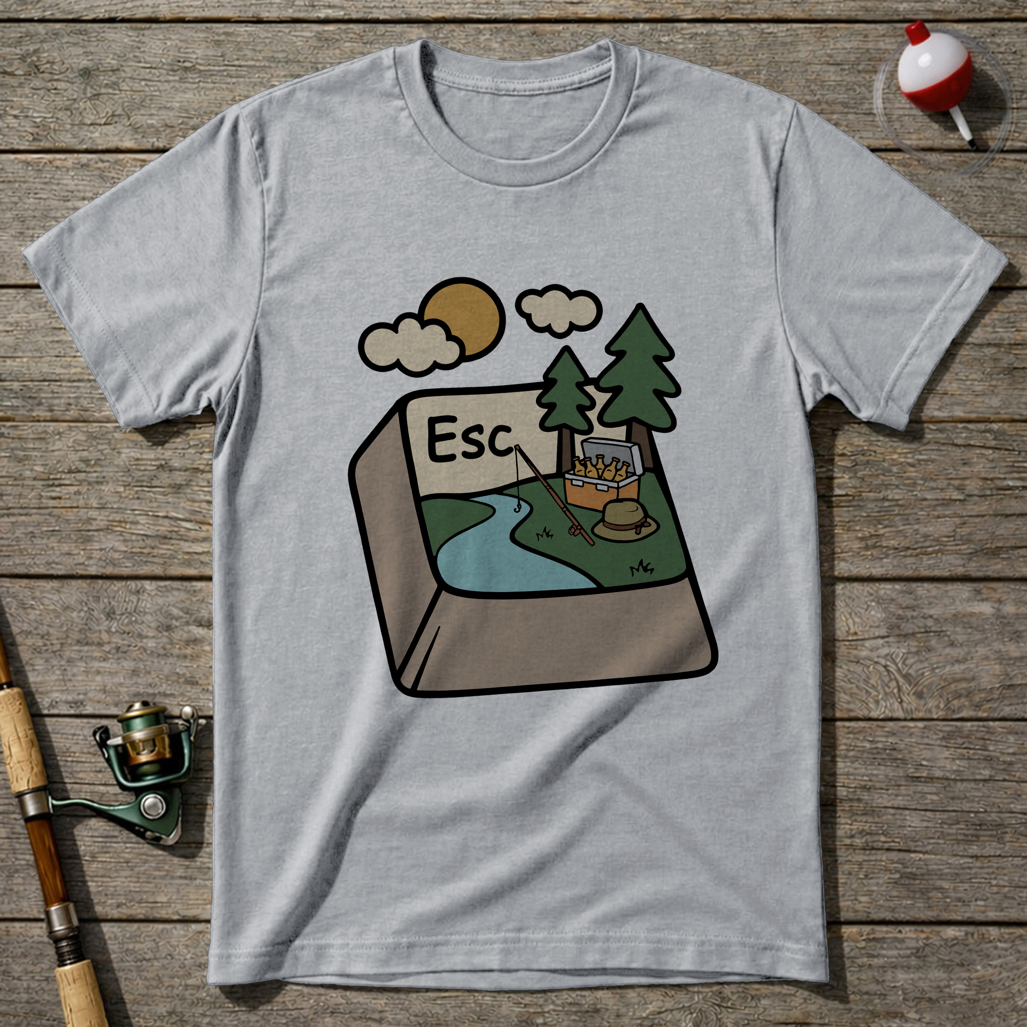 Fishing Escape T Shirt T-Shirt — Ash
