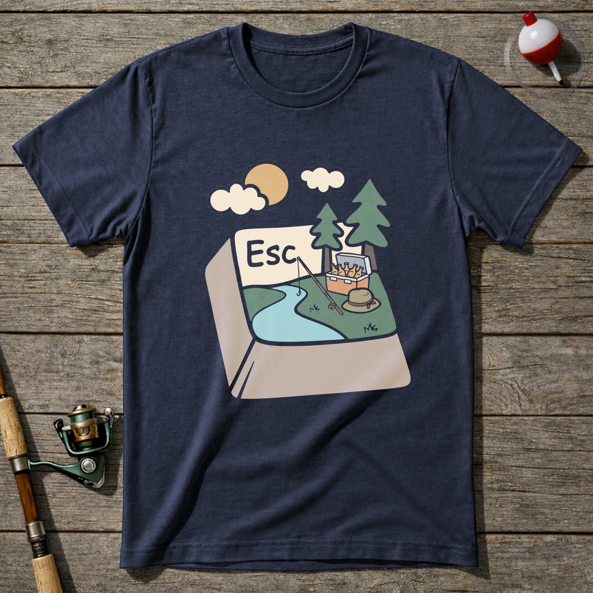 Fishing Escape T Shirt T-Shirt — Heather Navy