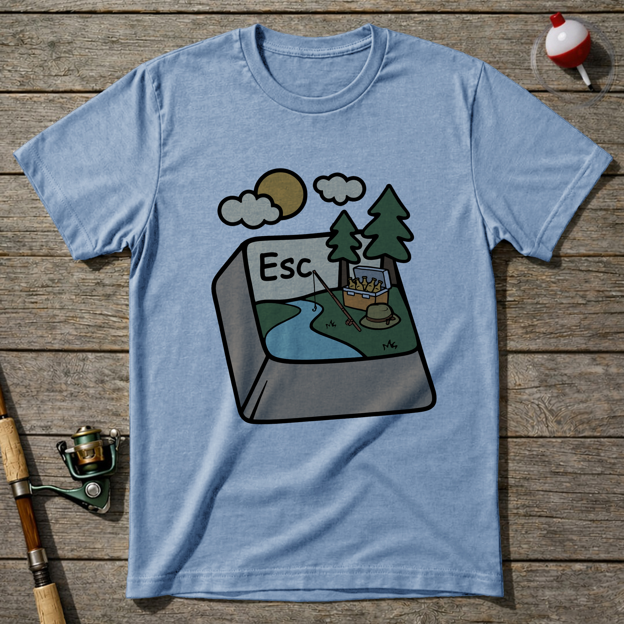 Fishing Escape T Shirt T-Shirt — Light Blue