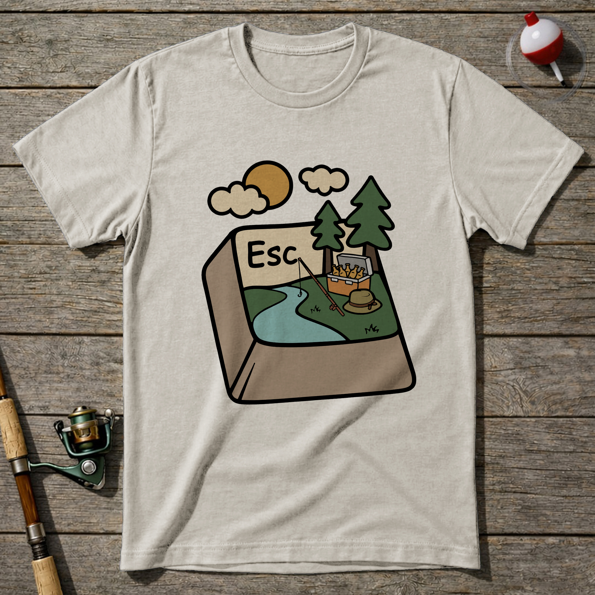 Fishing Escape T Shirt T-Shirt — Natural