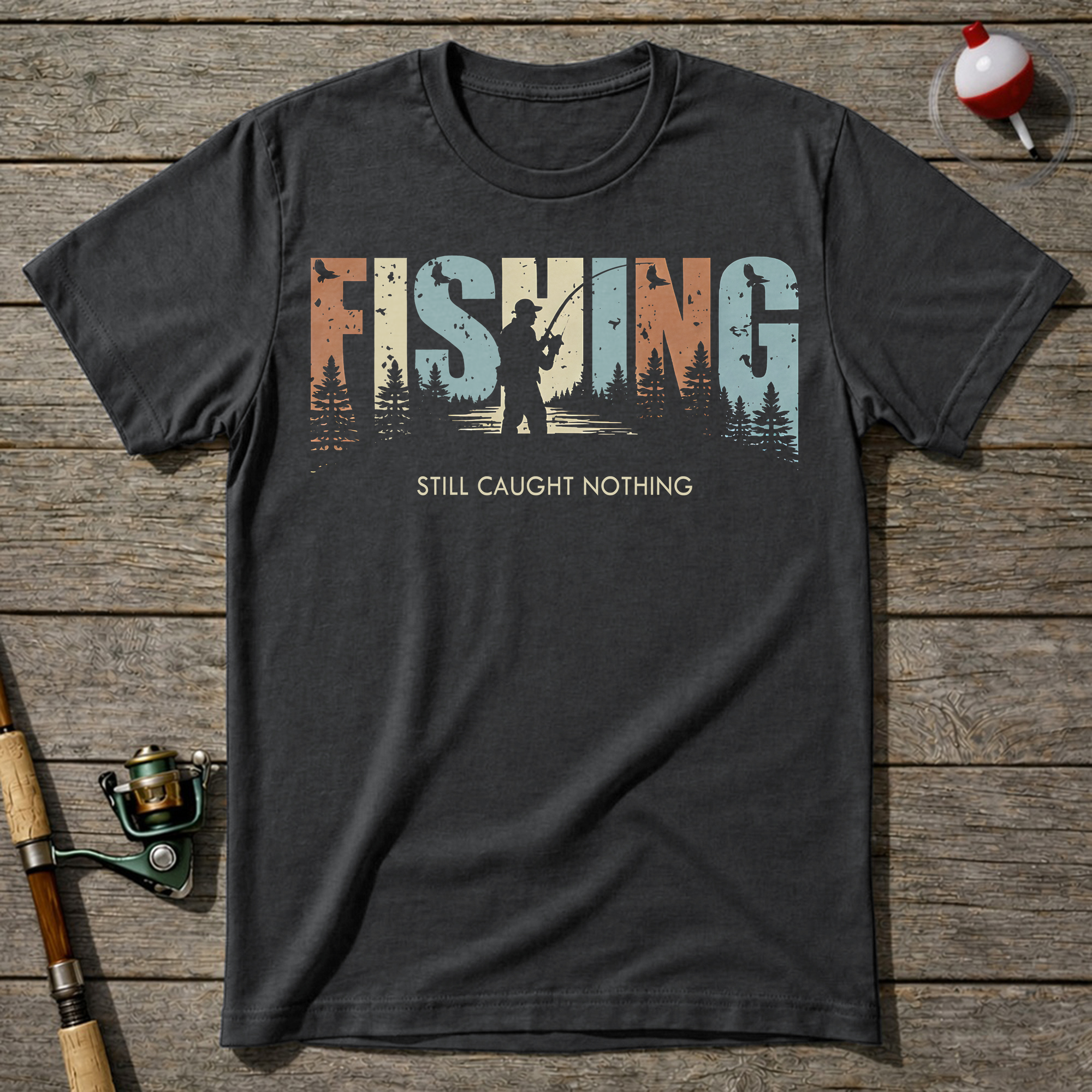 Fishing Nothing T-Shirt — Charcoal