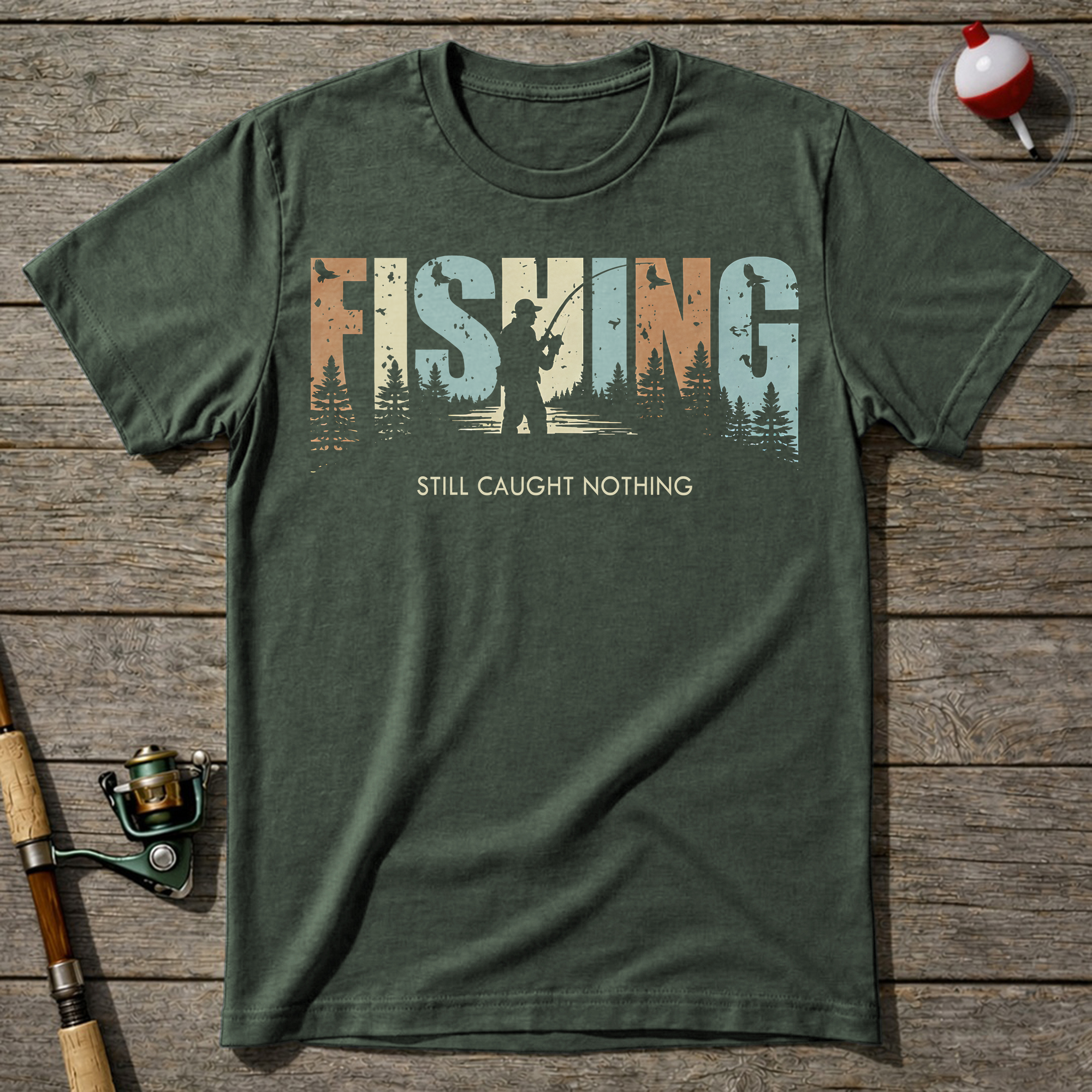 Fishing Nothing T-Shirt — Military Green
