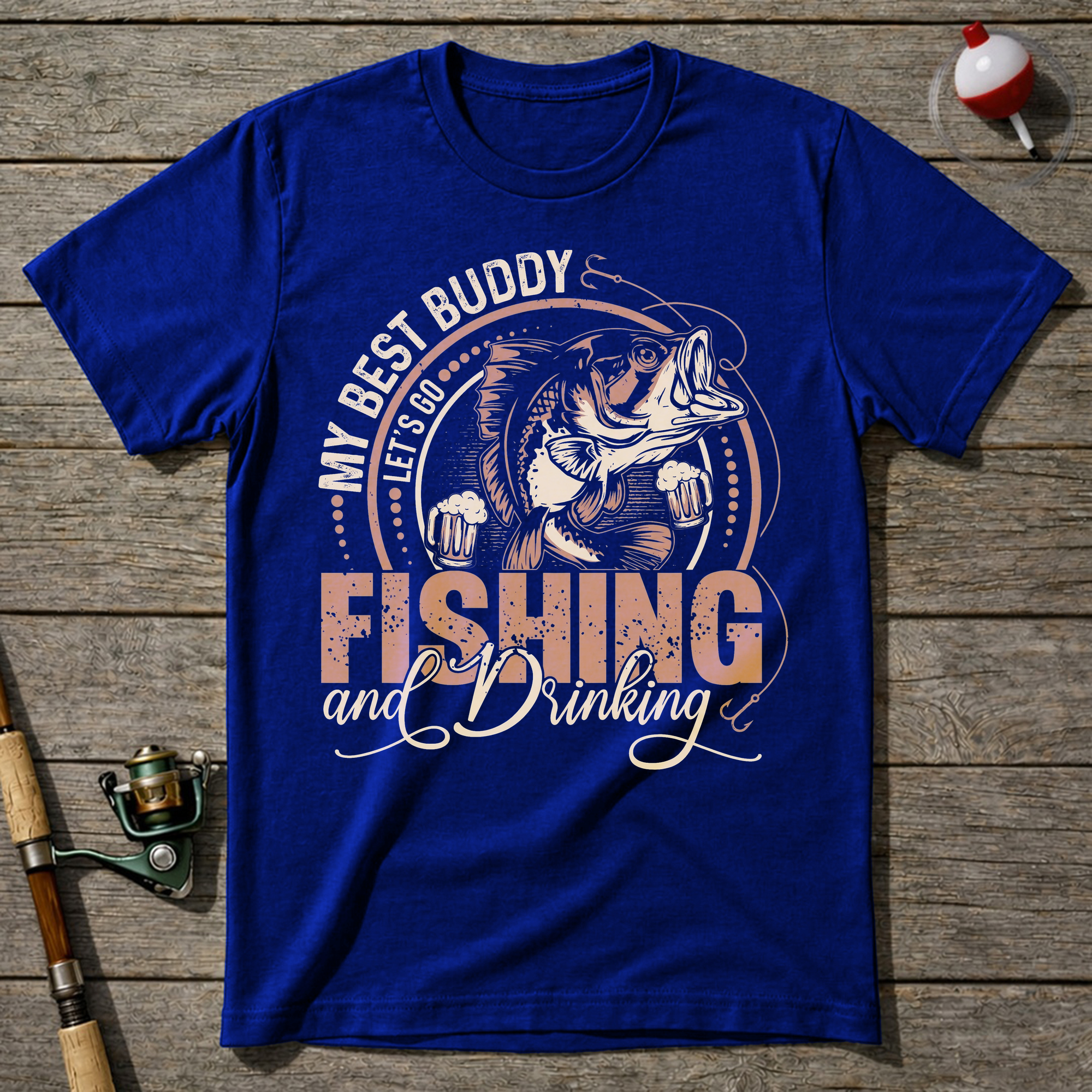Fishing And Drinking Buddy T-Shirt — Royal Blue