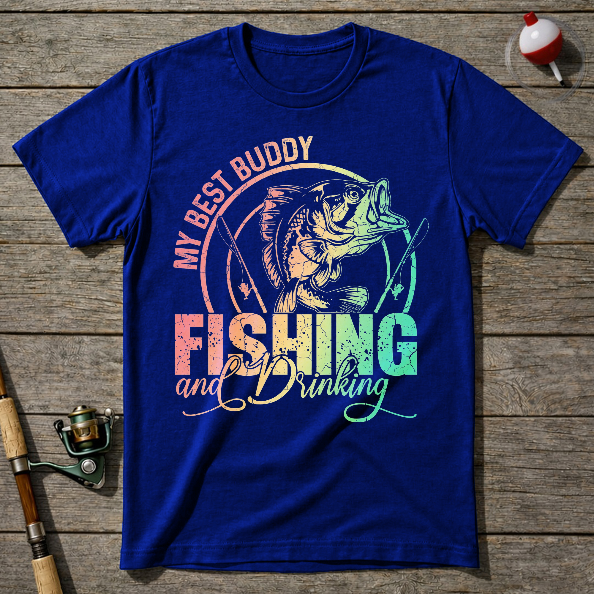 Funny Fishing And Drinking T-Shirt — Royal Blue