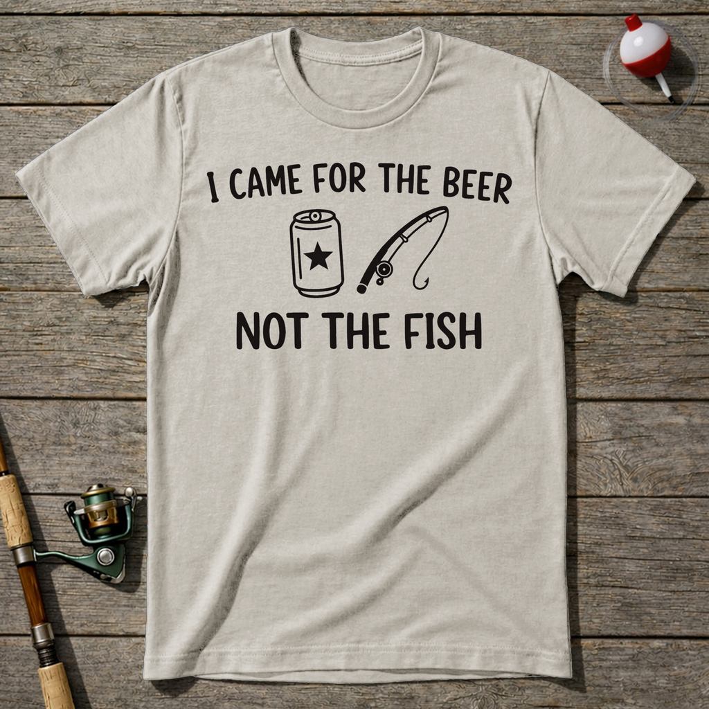 Funny I Came For The Beer Fishing T-Shirt — Natural