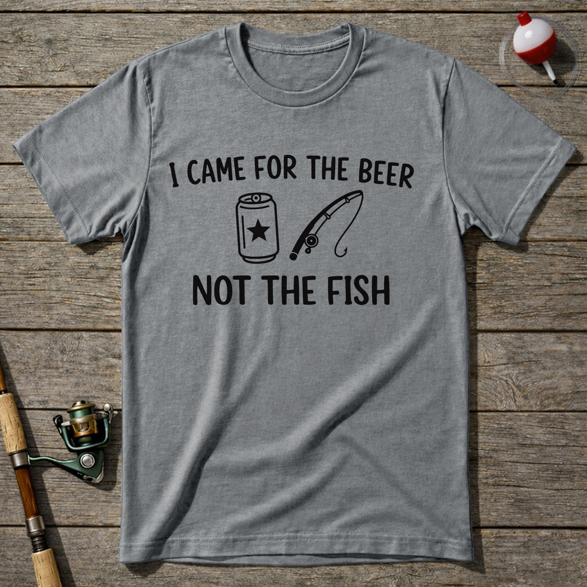 Funny I Came For The Beer Fishing T-Shirt — Sport Grey