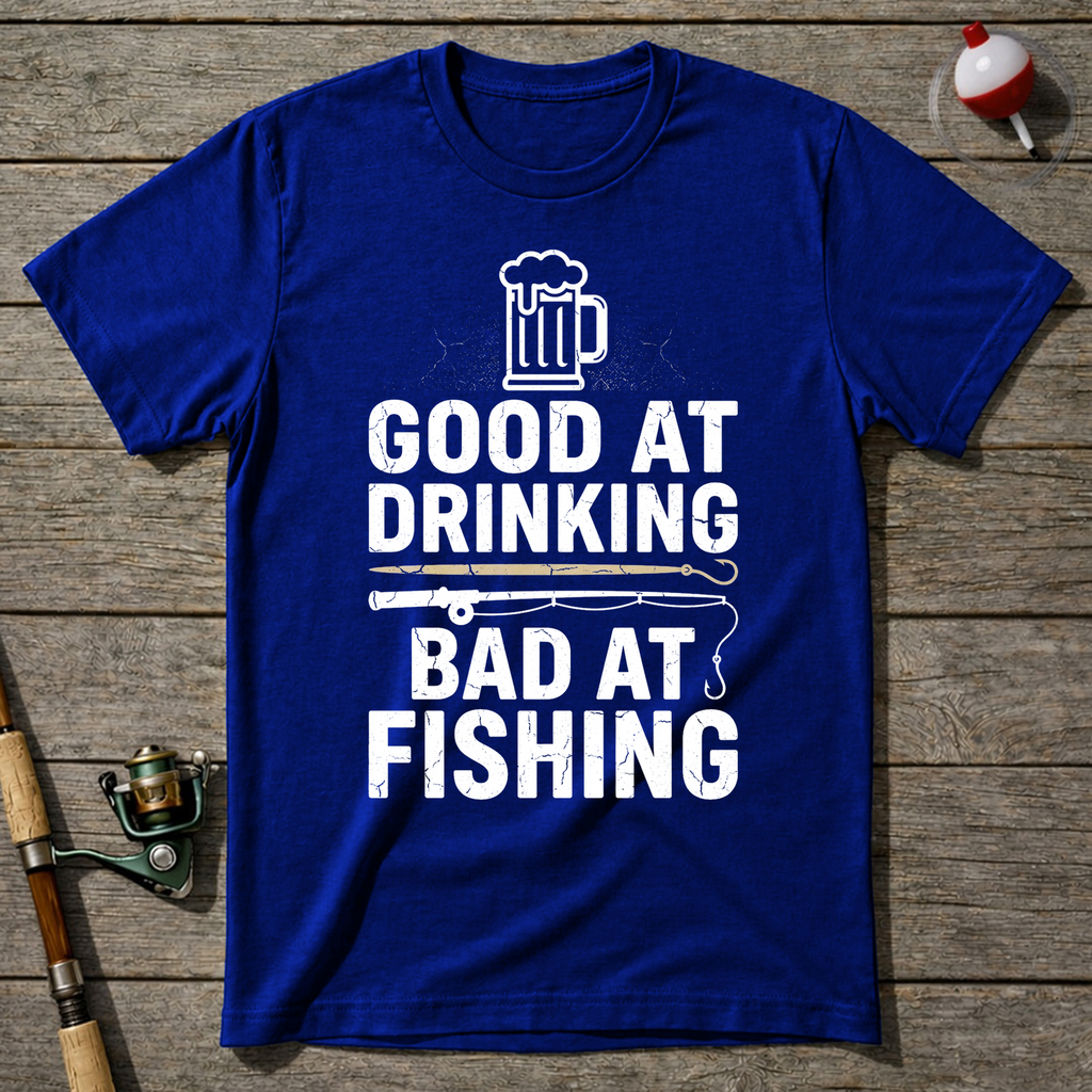 Good At Drinking Bad At Fishing Funny T-Shirt — Royal Blue