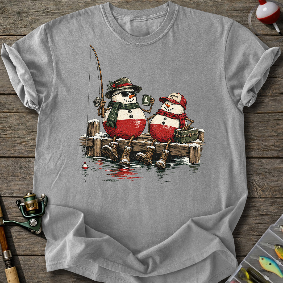 Snowman Fishing Buddies T-Shirt