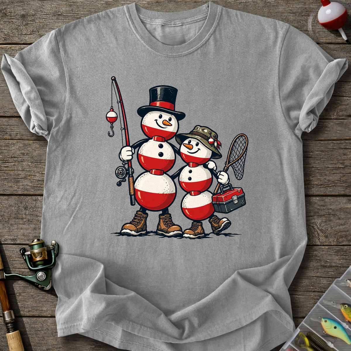 Fishing Snowmen T-Shirt