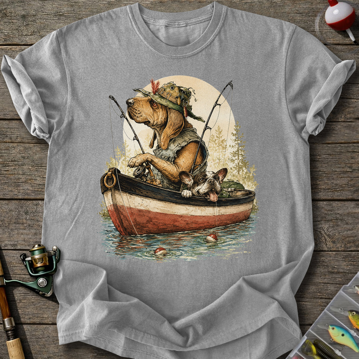 Fishing Dogs Boat T-Shirt