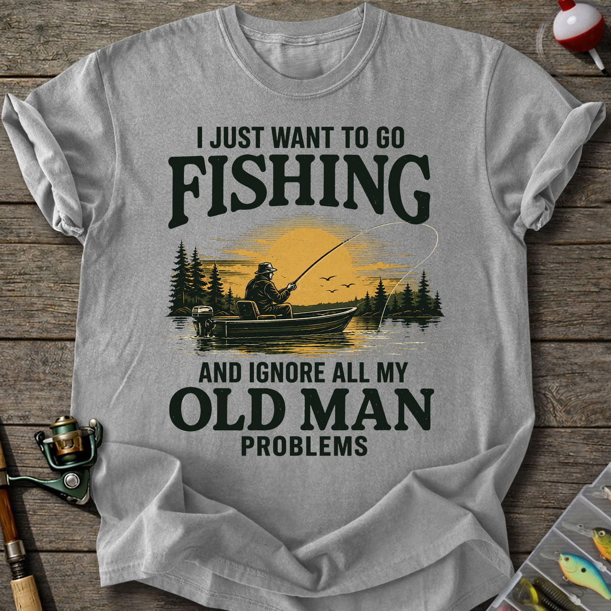 Old Man Fishing T-Shirt