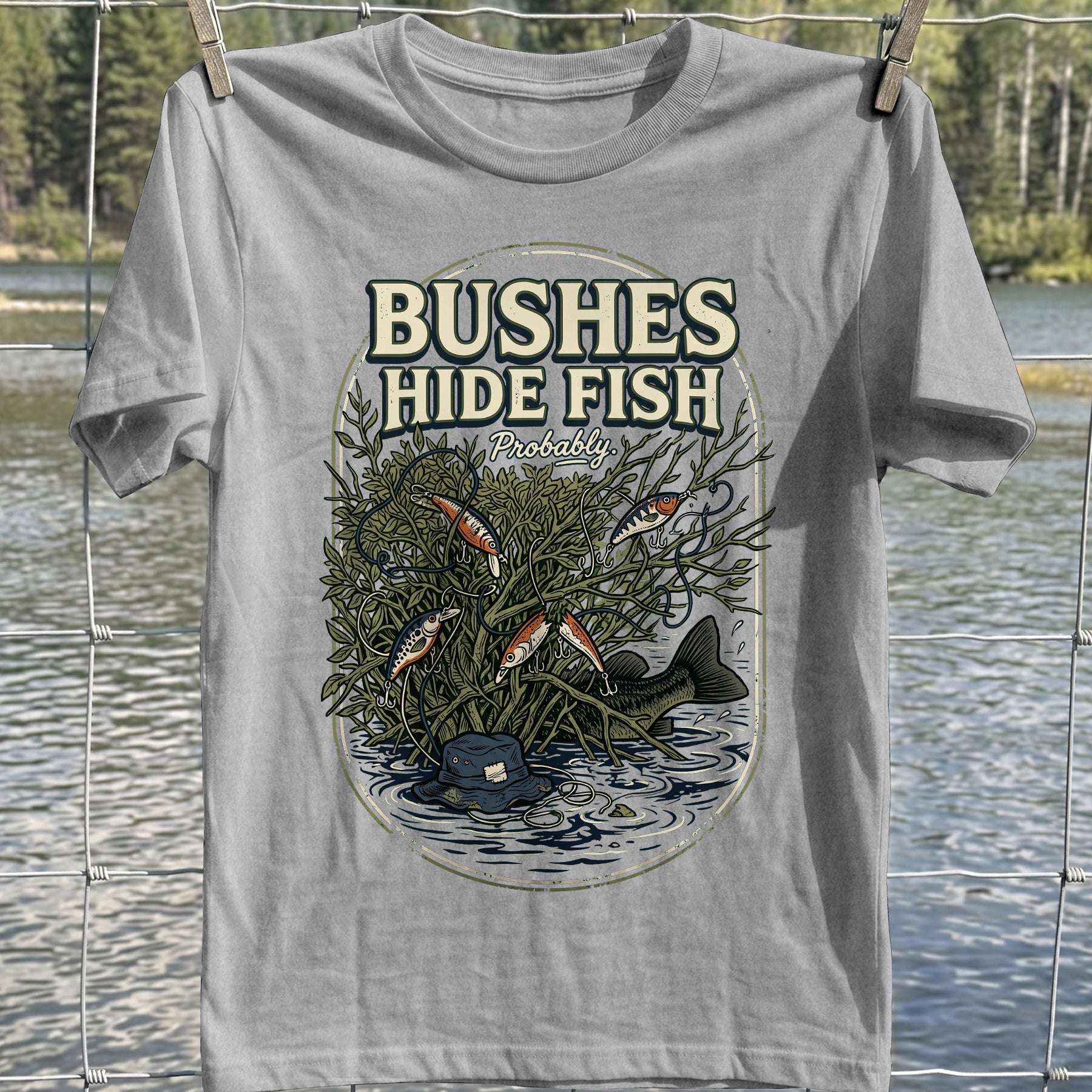 Bushes Hide Fish T-shirt