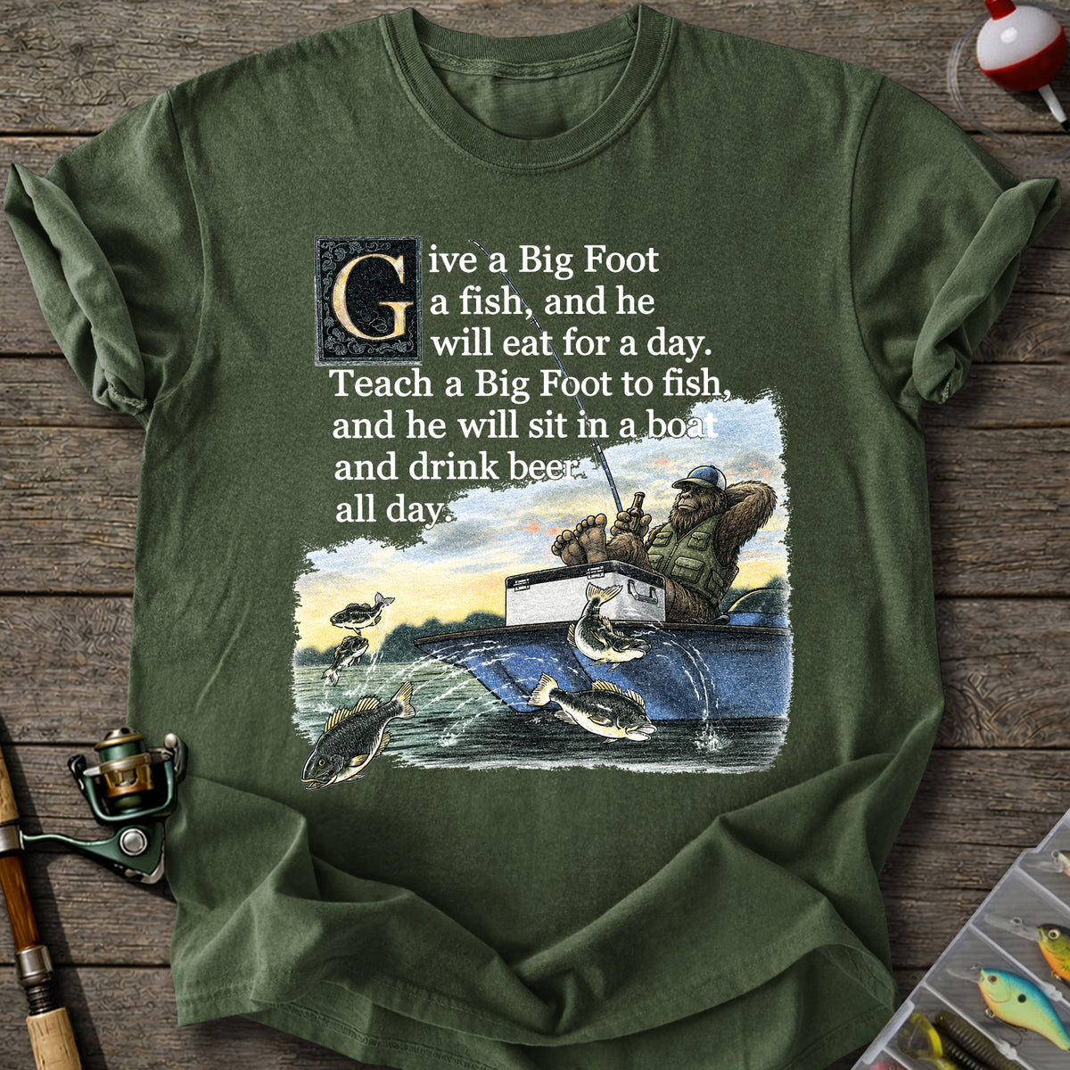 Bigfoot Fishing Lesson T-Shirt