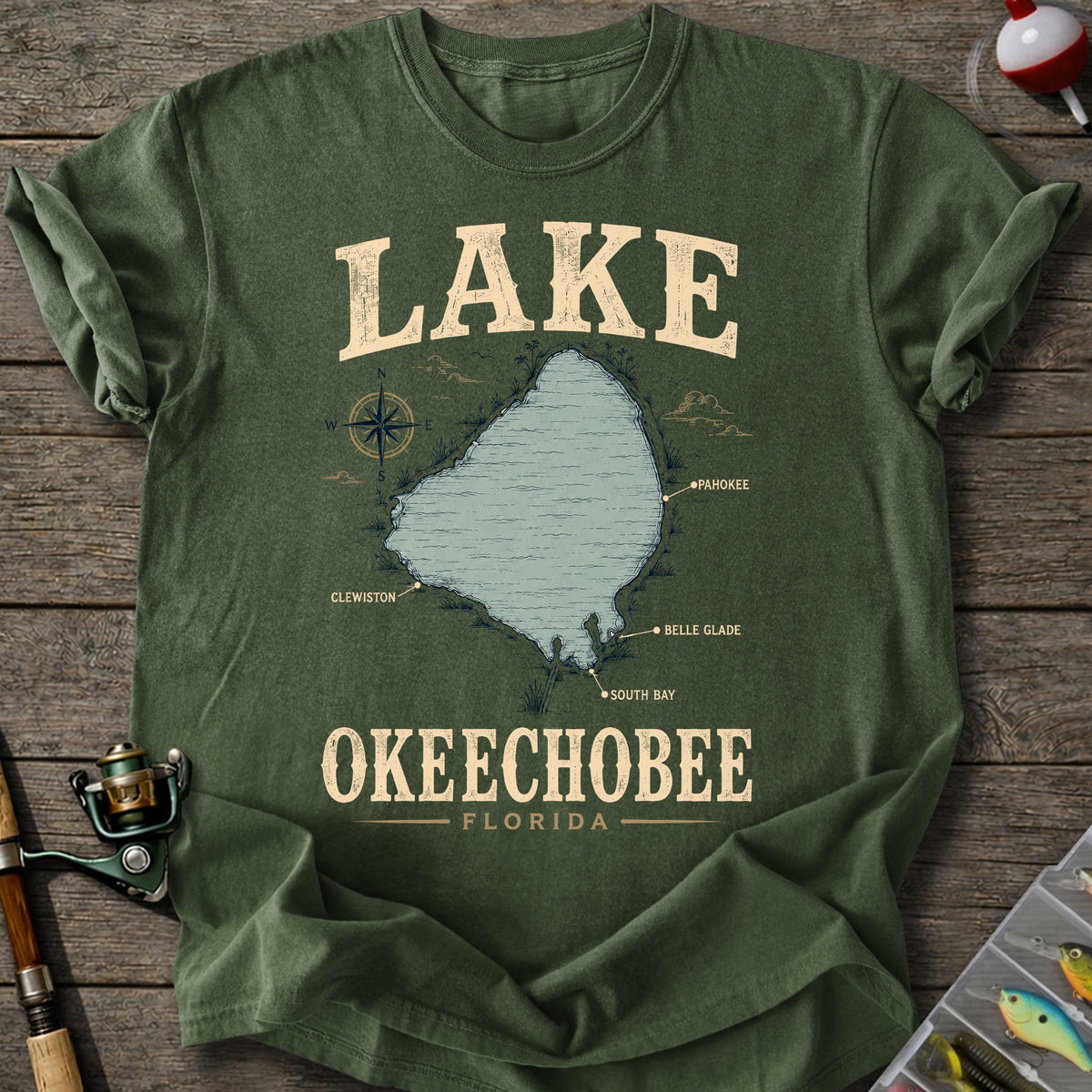 OkeeChobee Lake Map T-Shirt