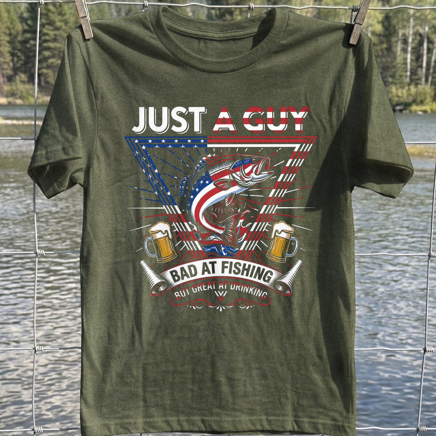 Bad At Fishing Great At Drinking USA T-Shirt