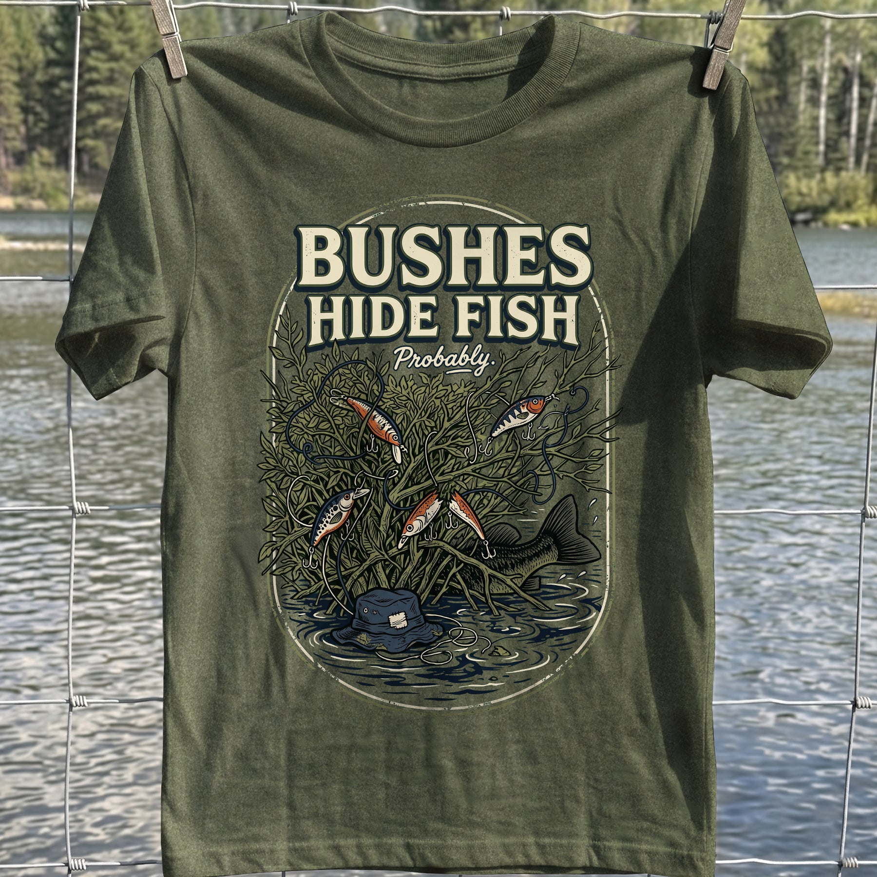 Bushes Hide Fish T-shirt
