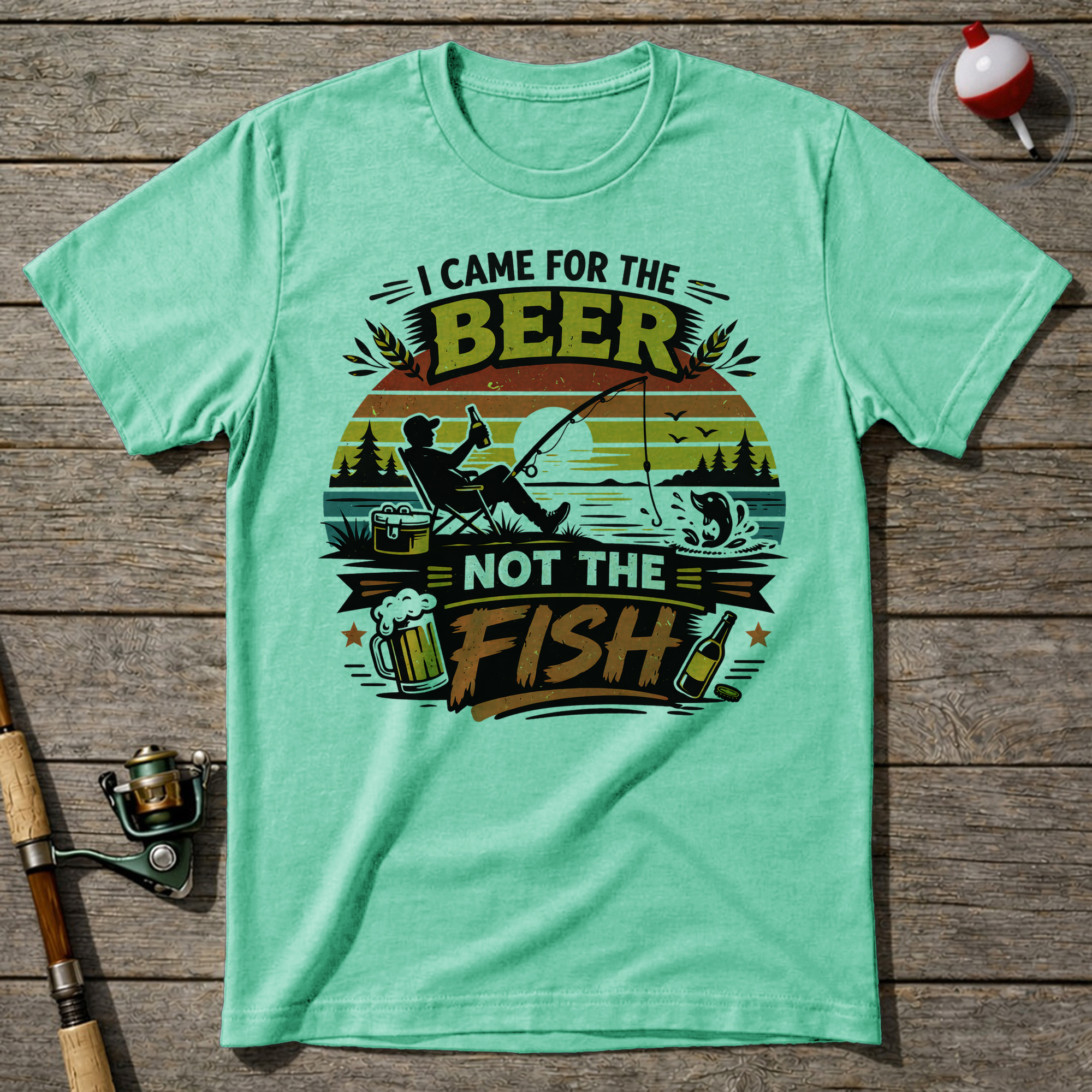 I Came For The Beer Fisherman T-Shirt — Mint Green