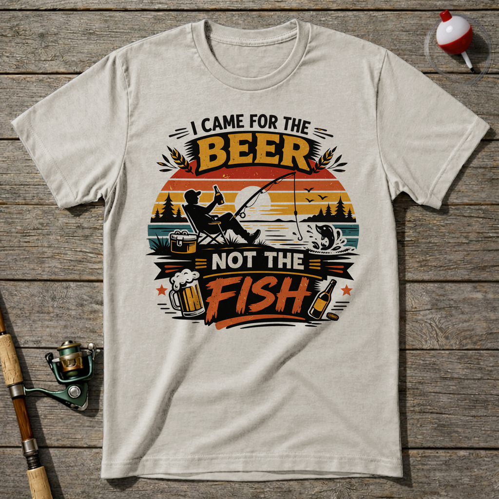 I Came For The Beer Fisherman T-Shirt — Natural