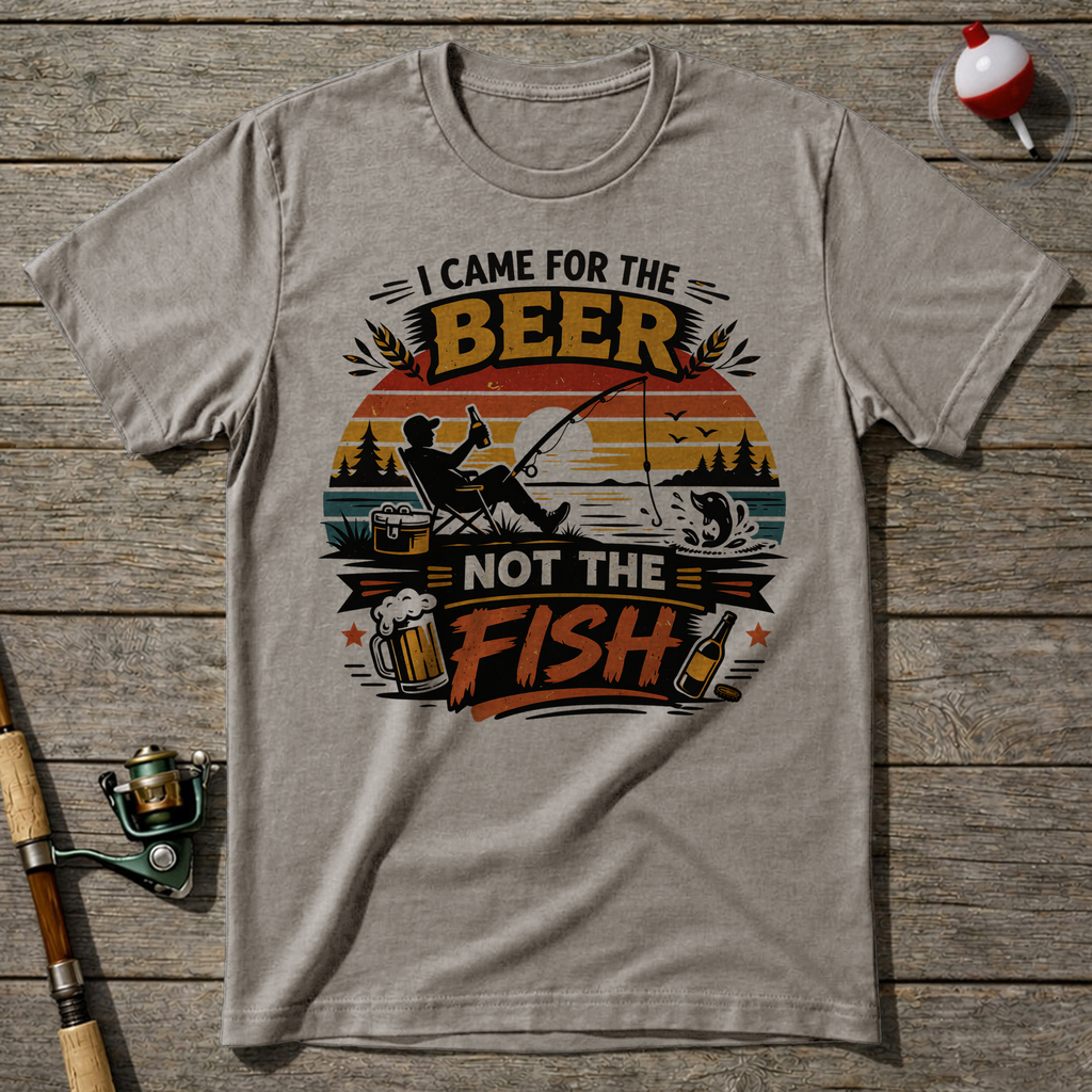 I Came For The Beer Fisherman T-Shirt — Sand