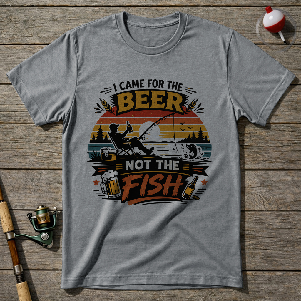 I Came For The Beer Fisherman T-Shirt — Sport Grey