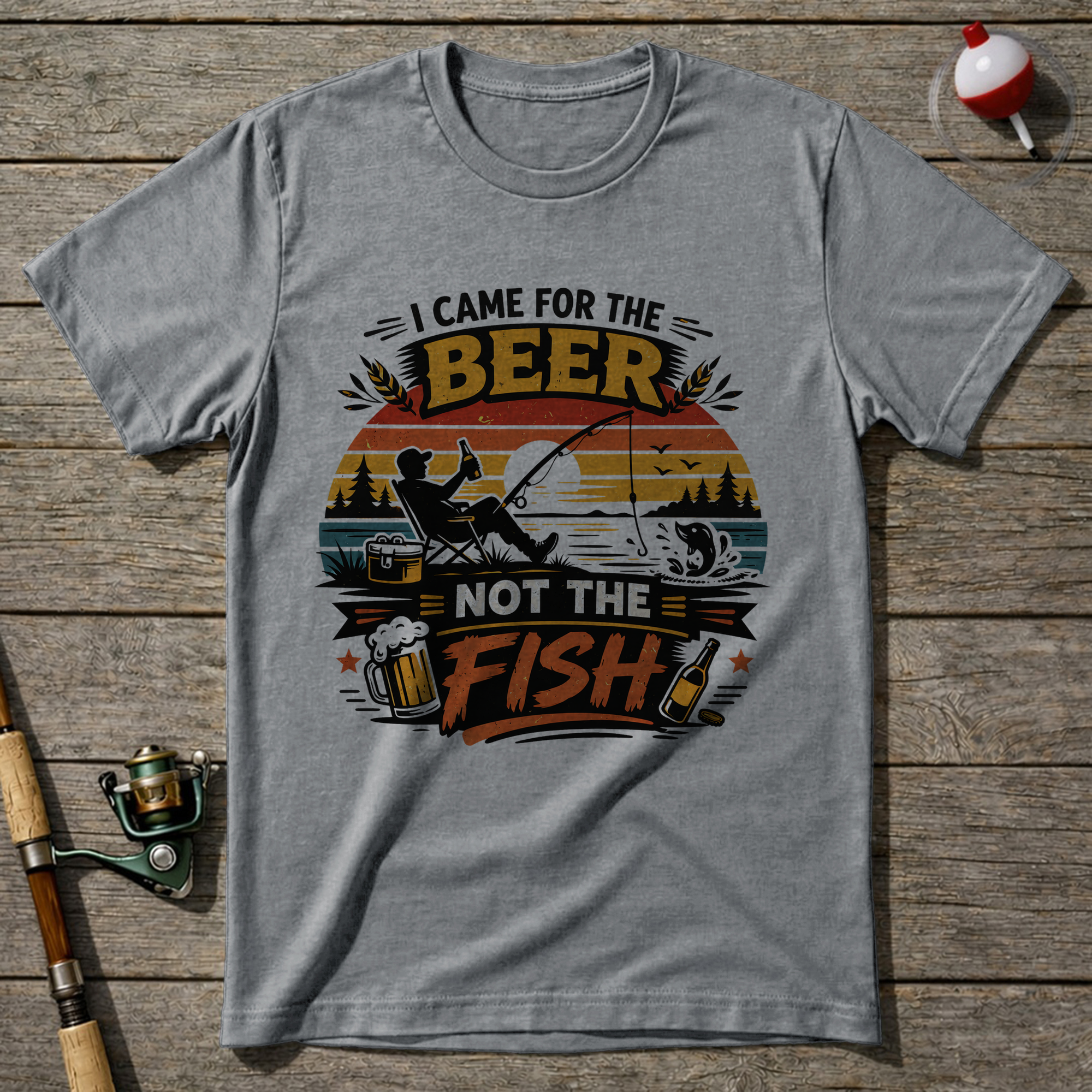 I Came For The Beer Fisherman T-Shirt — Sport Grey