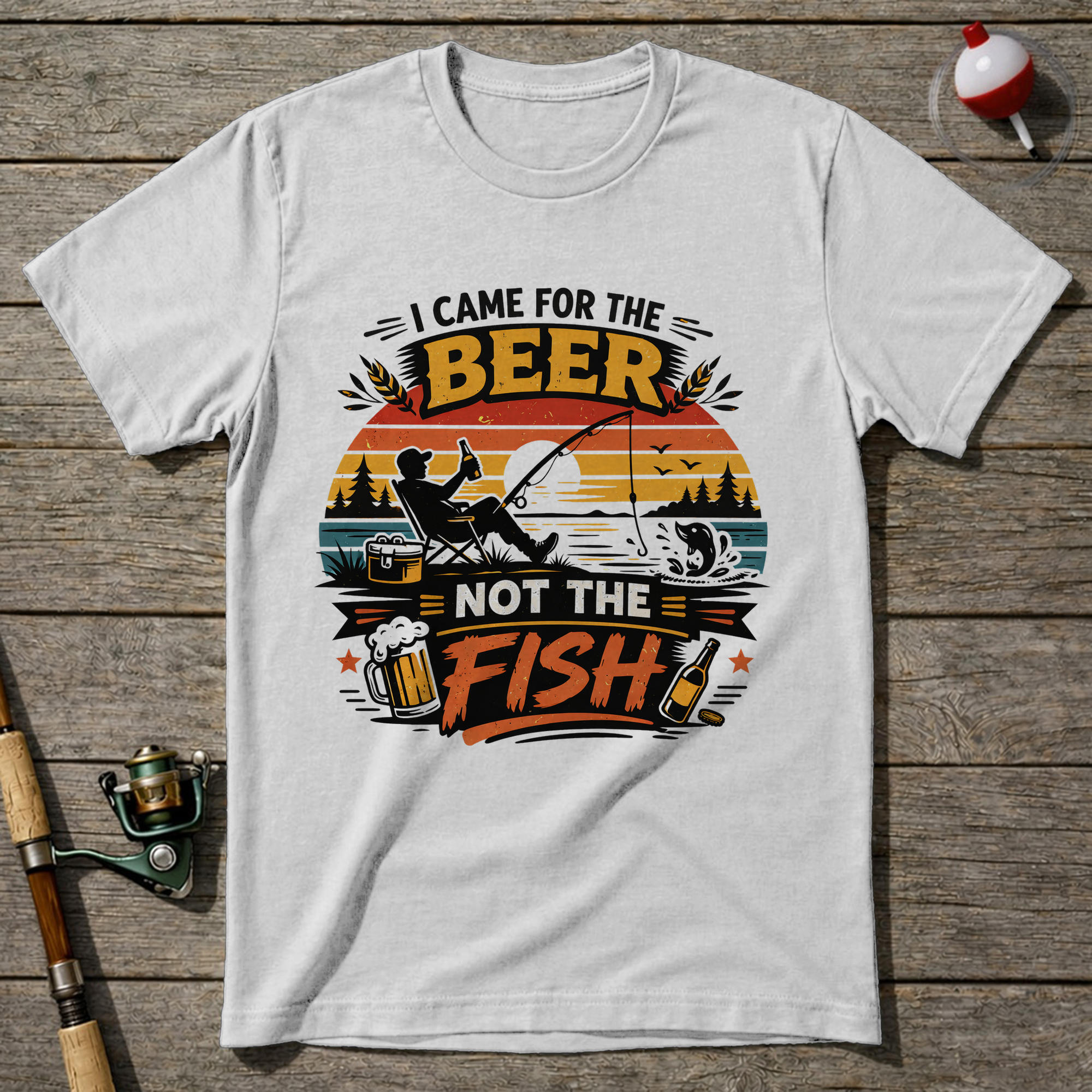 I Came For The Beer Fisherman T-Shirt — White