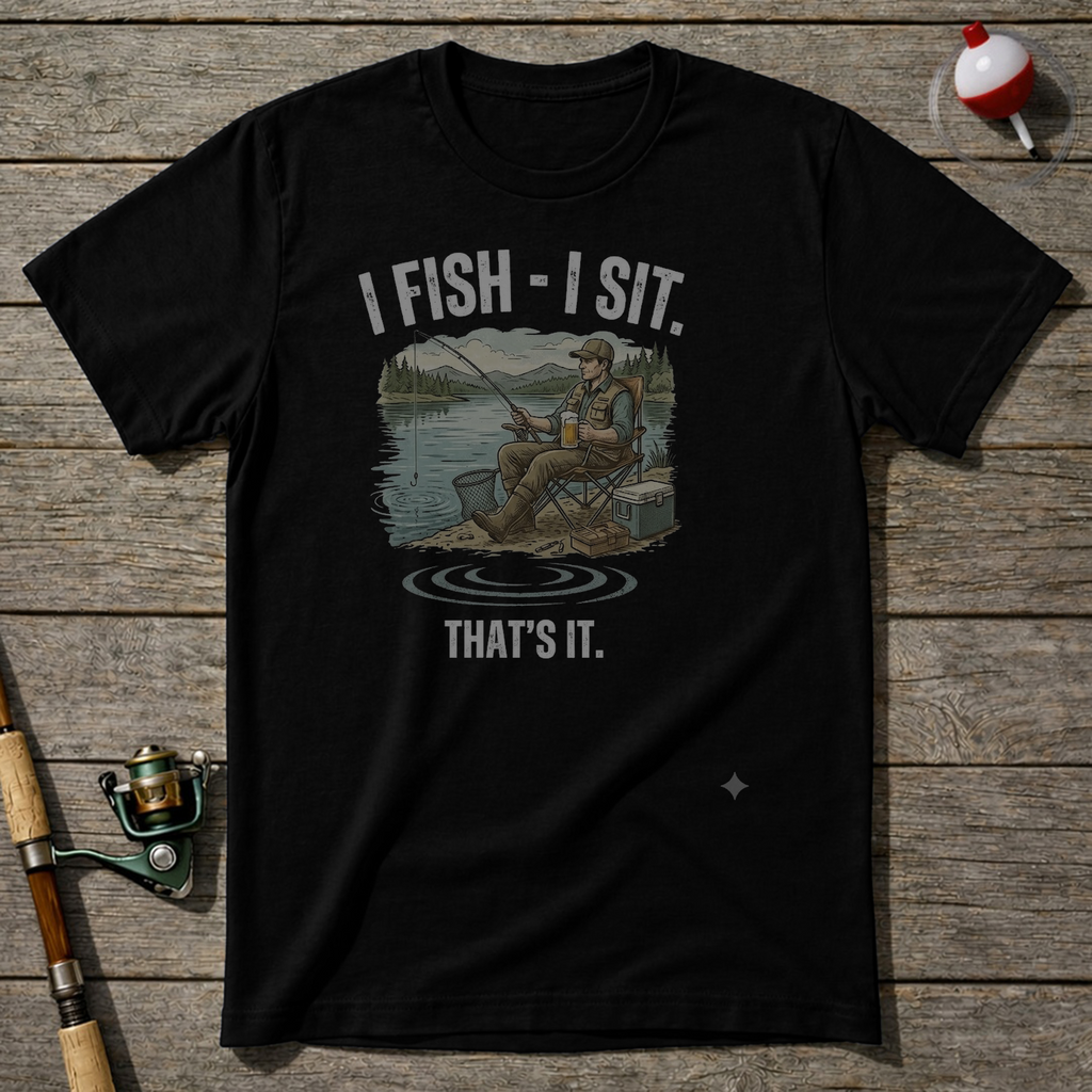I Fish I Sit That’S It T-Shirt — Black