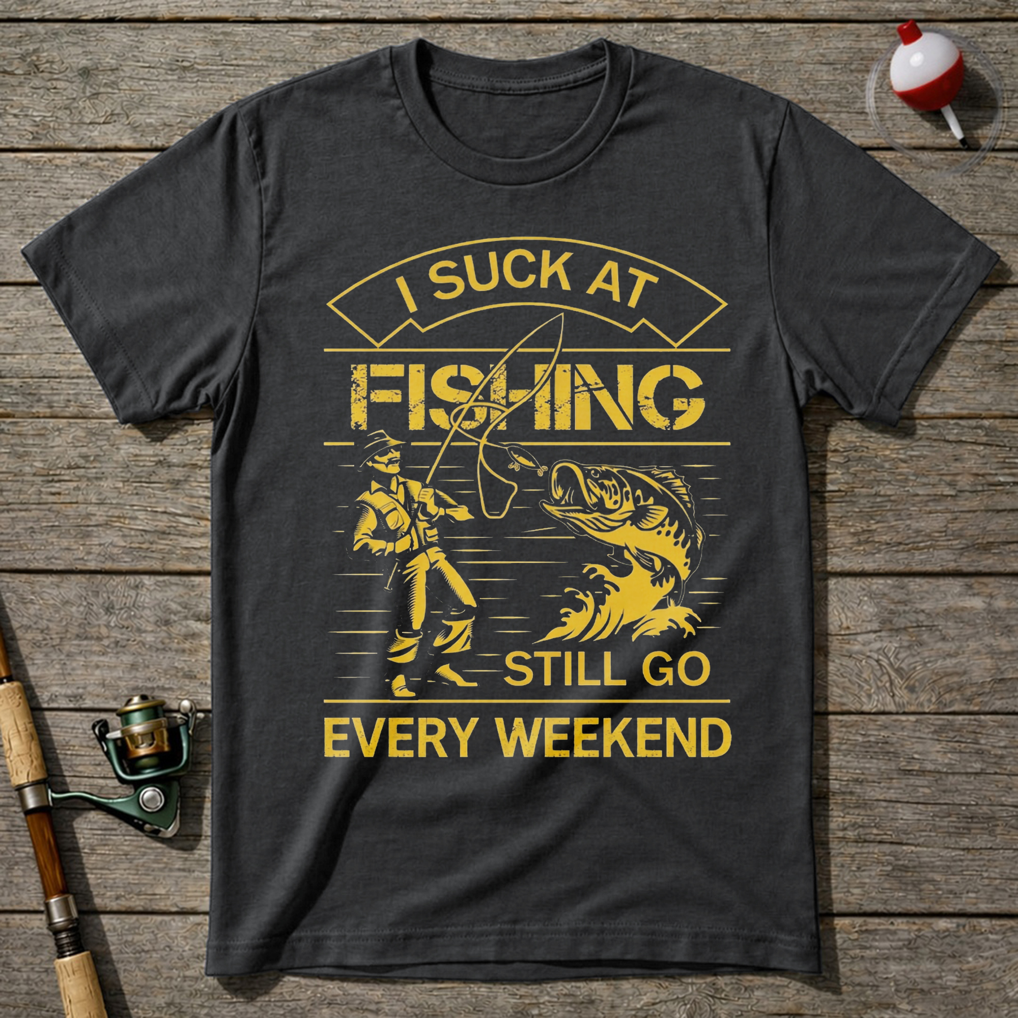 I Suck At Fishing T-Shirt — Charcoal