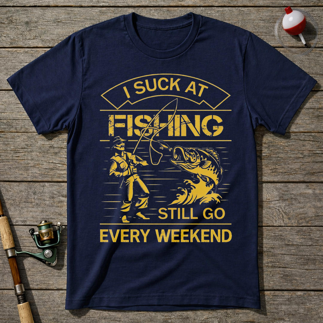 I Suck At Fishing T-Shirt — Navy