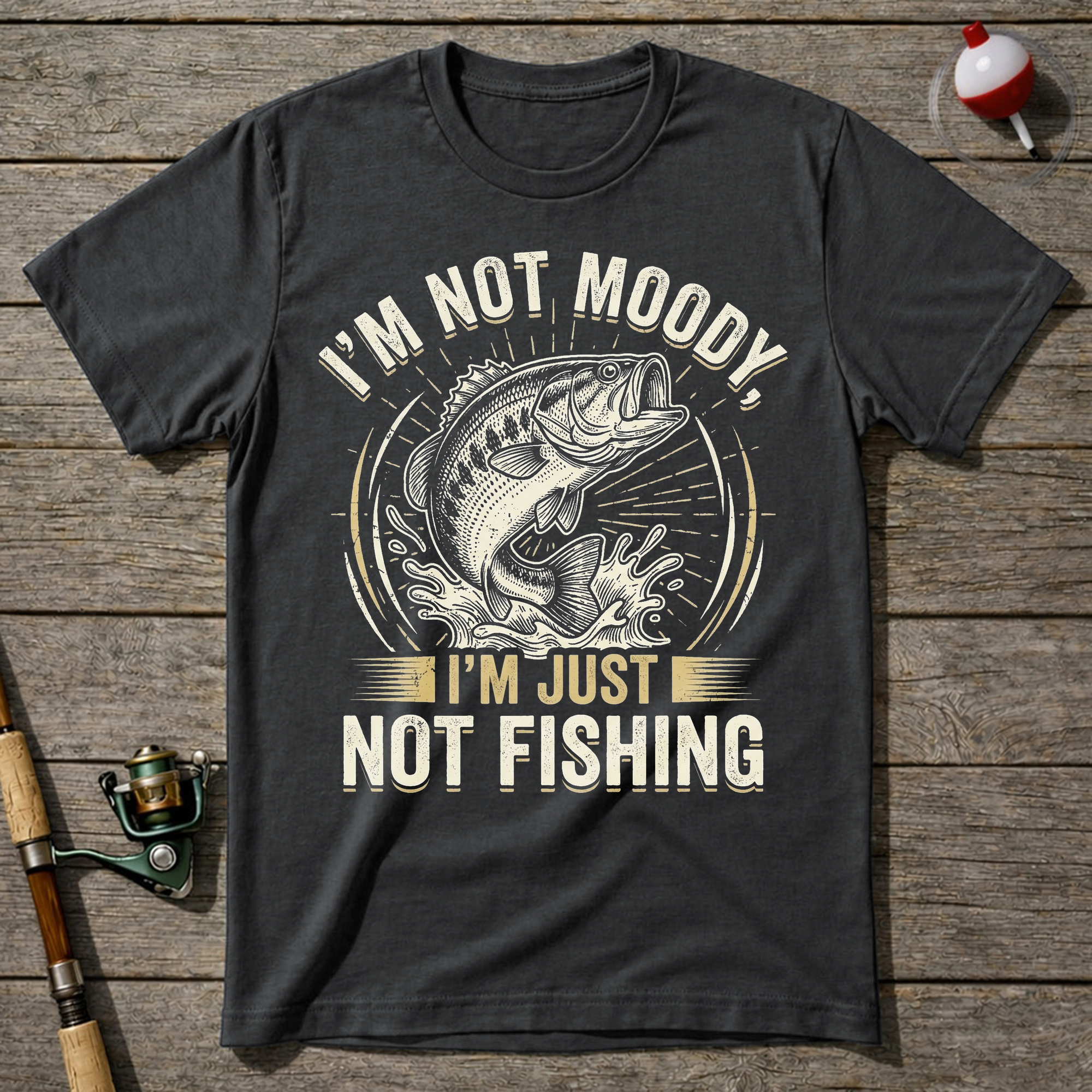 I'm Not Moody I'm Just Not Fishing T-Shirt — Charcoal