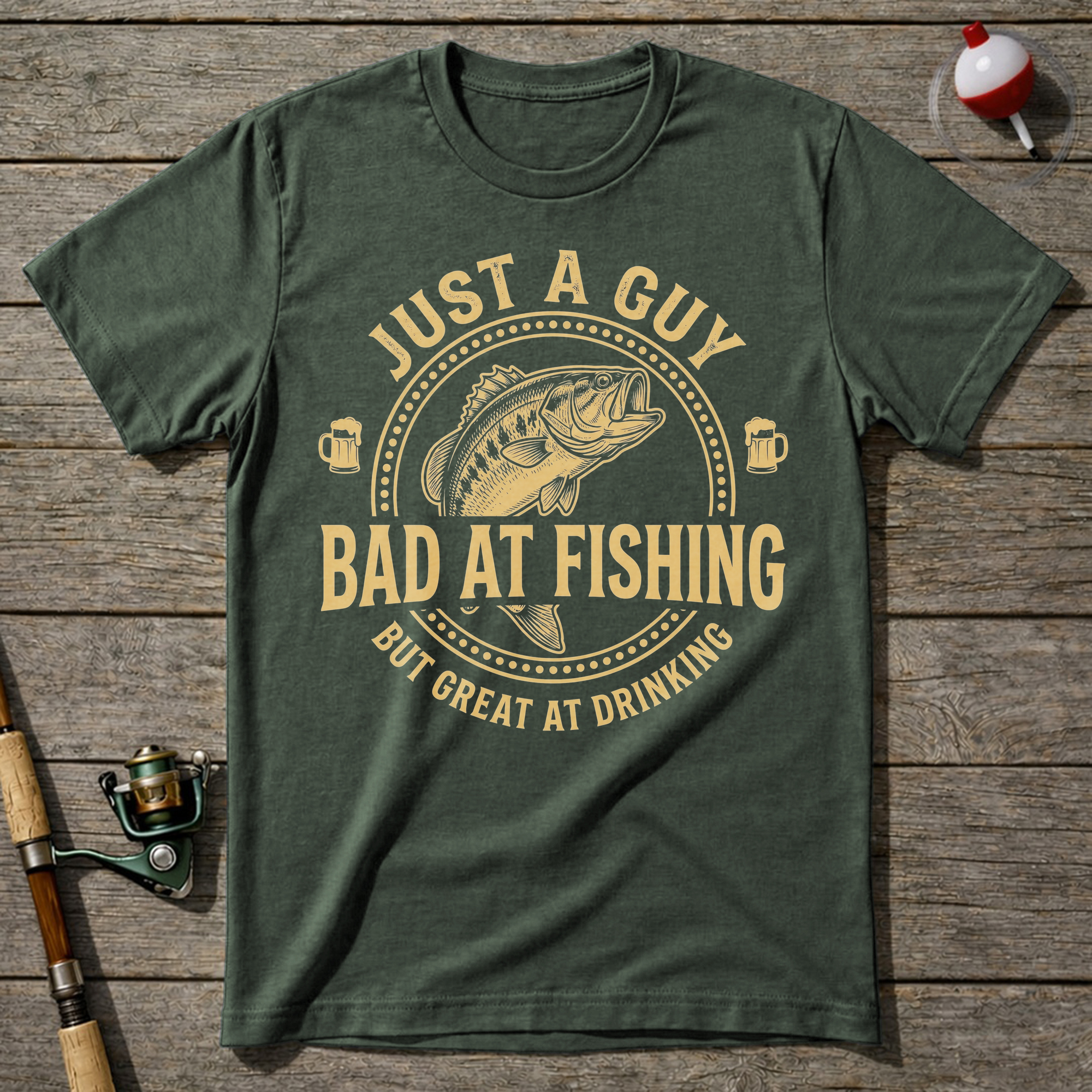 Just A Guy Bad At Fishing T-Shirt — Military Green