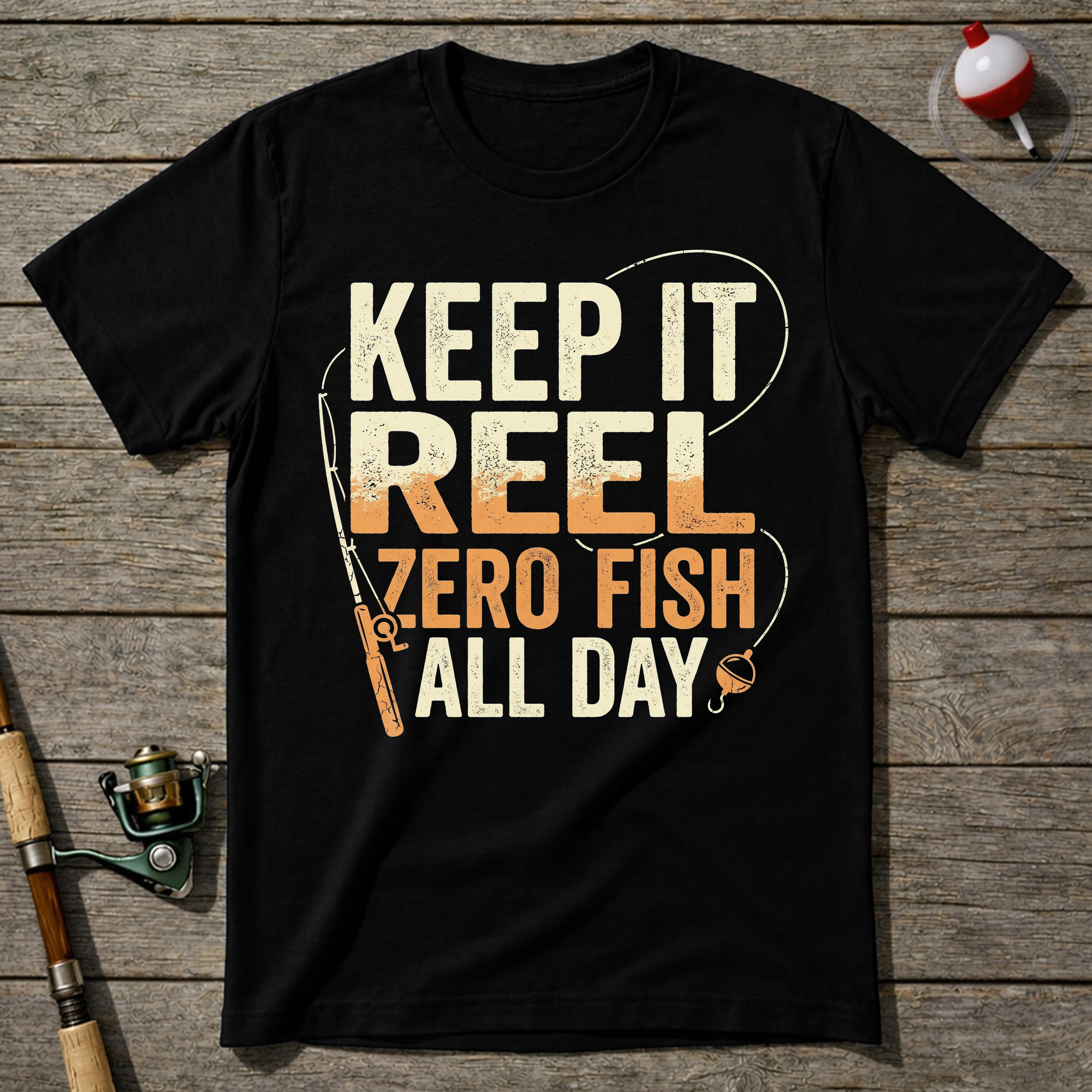 Keep It Reel Zero Fish All Day T-Shirt — Black