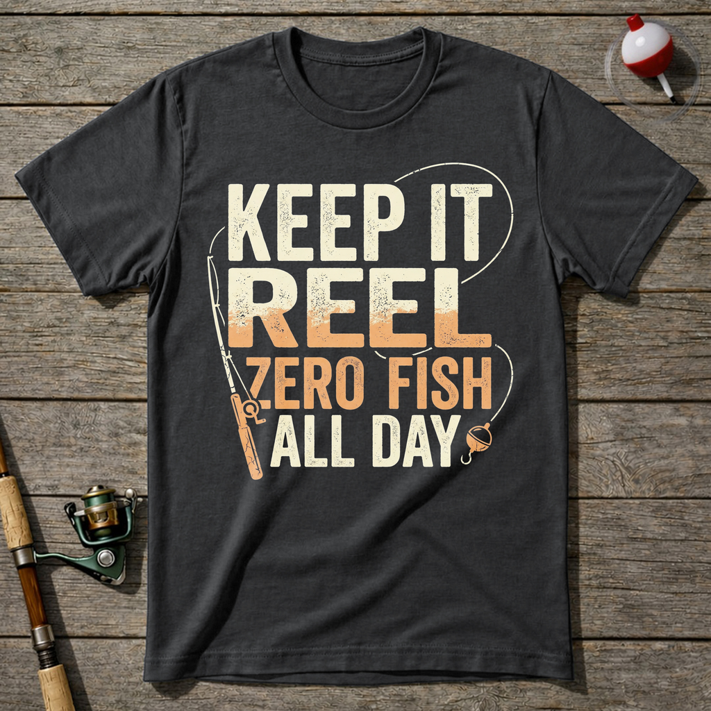 Keep It Reel Zero Fish All Day T-Shirt — Charcoal